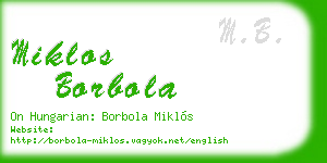 miklos borbola business card